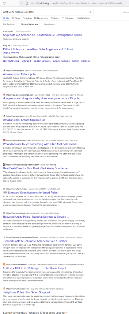 What are 10-foot poles used for?